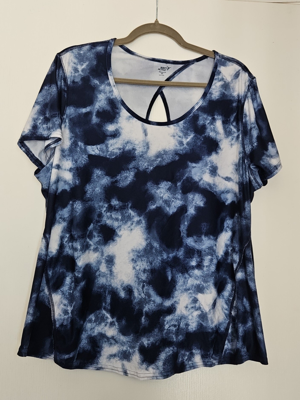 Old Navy Sport Women's Navy Tie-Dye Short Sleeve Top, XL, 14-16